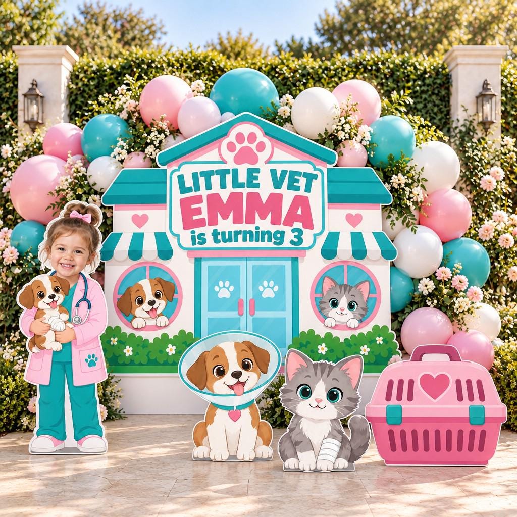 Green Barn Animal Hospital Vet Backdrop Set