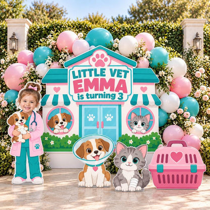 Green Barn Animal Hospital Vet Backdrop Set