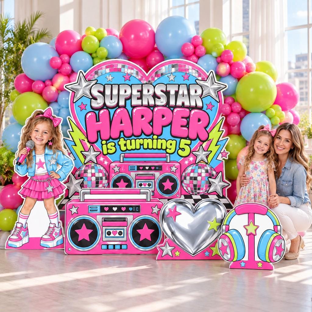 Neon Concert Stage Pop Star Backdrop Set