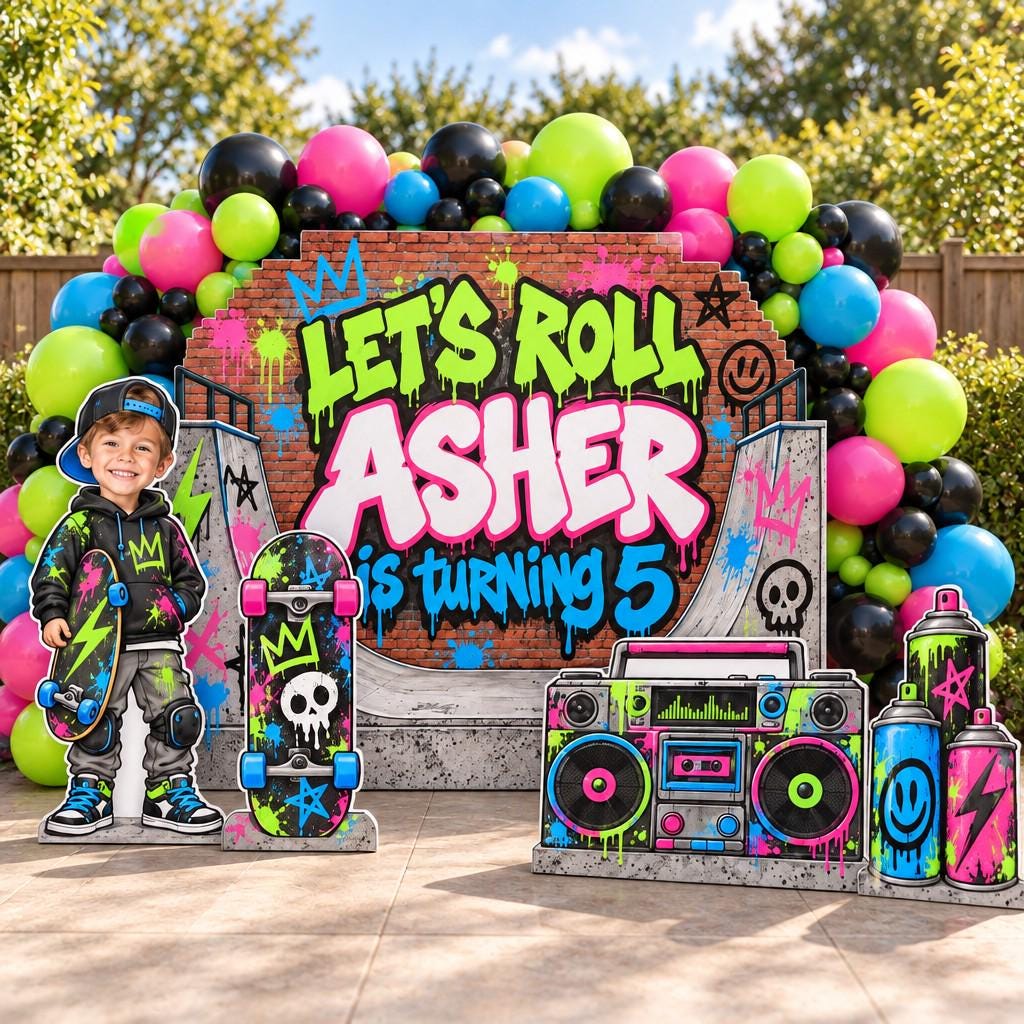 Neon Graffiti Skatepark Birthday Set