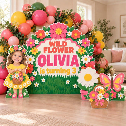 Sage Green Flower Shop Birthday Backdrop Set