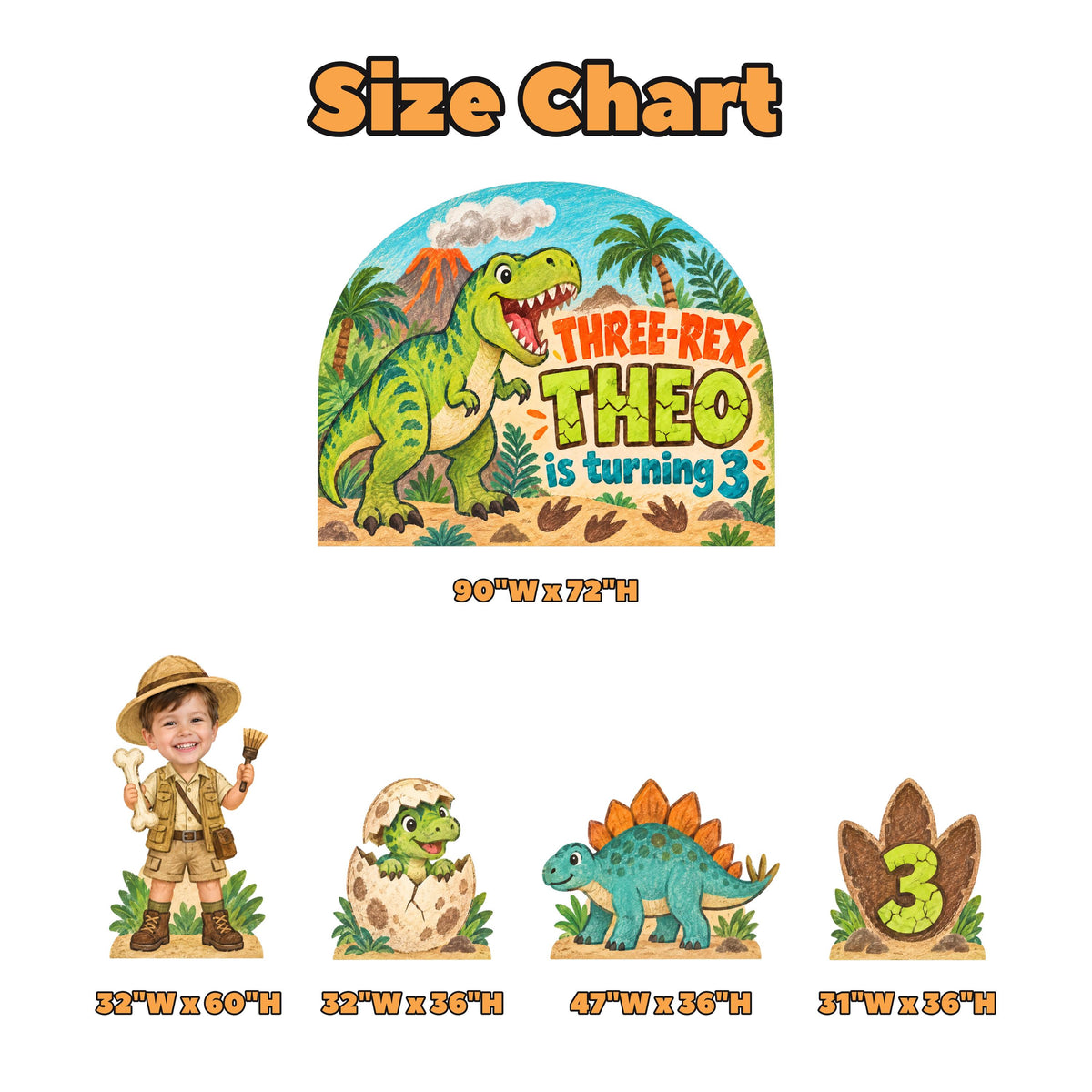 Three-Rex Dino Dig Birthday Backdrop Set