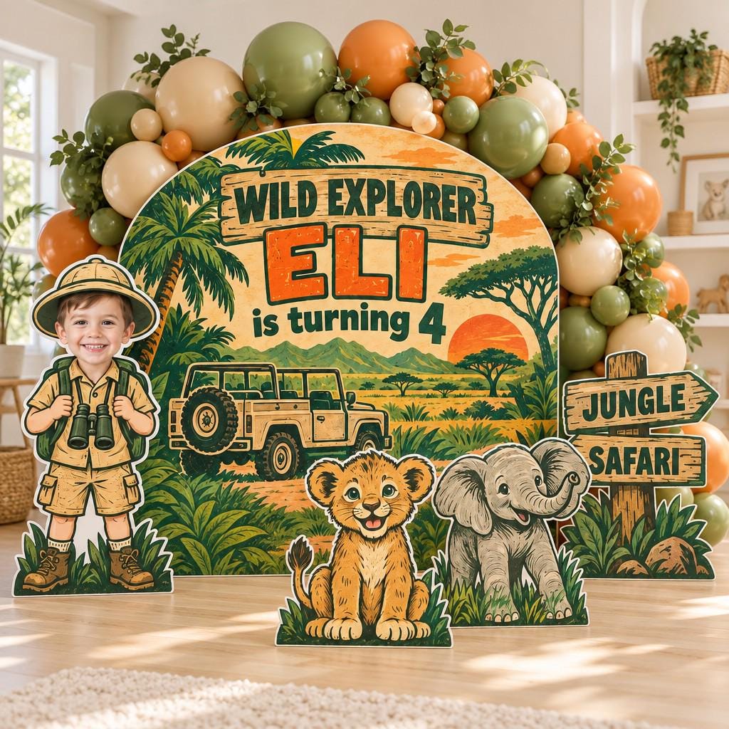 Linocut Wild Explorer Safari Backdrop Set