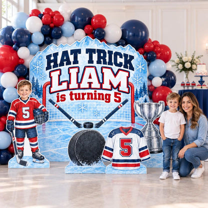 Icy Blue Hat Trick Hockey Backdrop Set