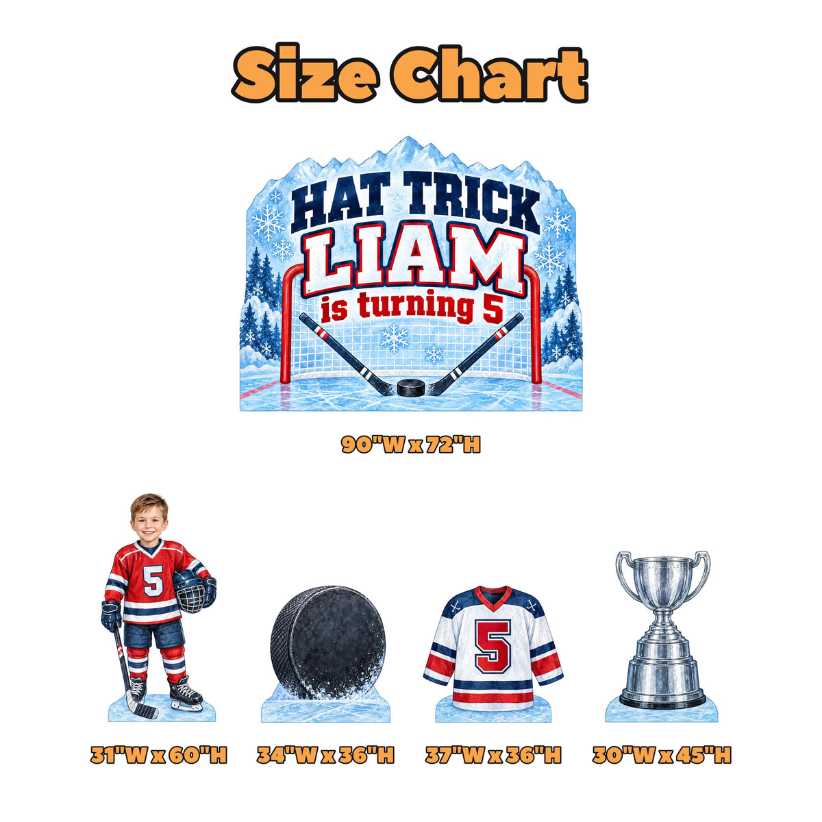 Icy Blue Hat Trick Hockey Backdrop Set