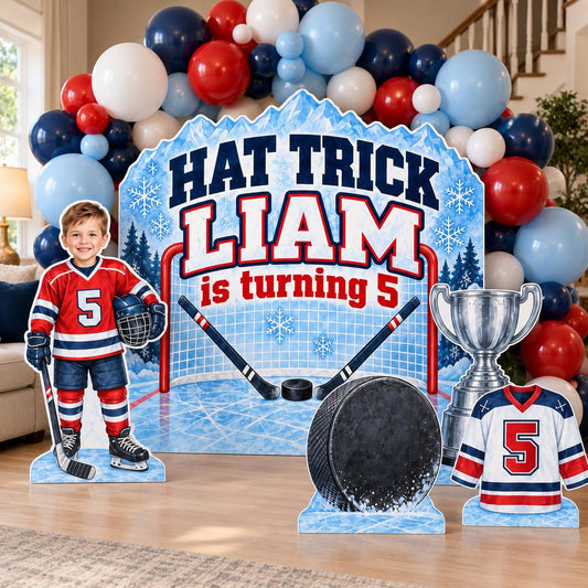 Icy Blue Hat Trick Hockey Backdrop Set