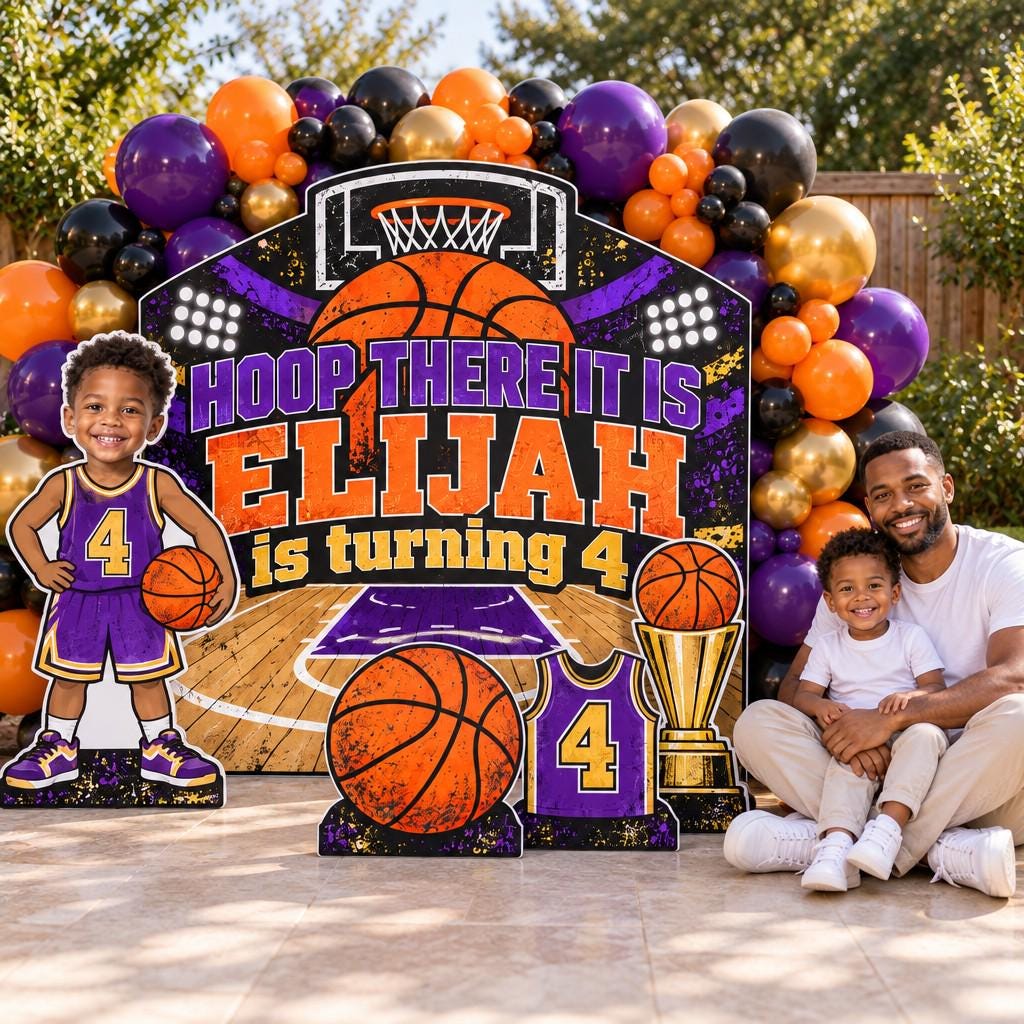 Purple Orange Hoop There It Is Basketball Set