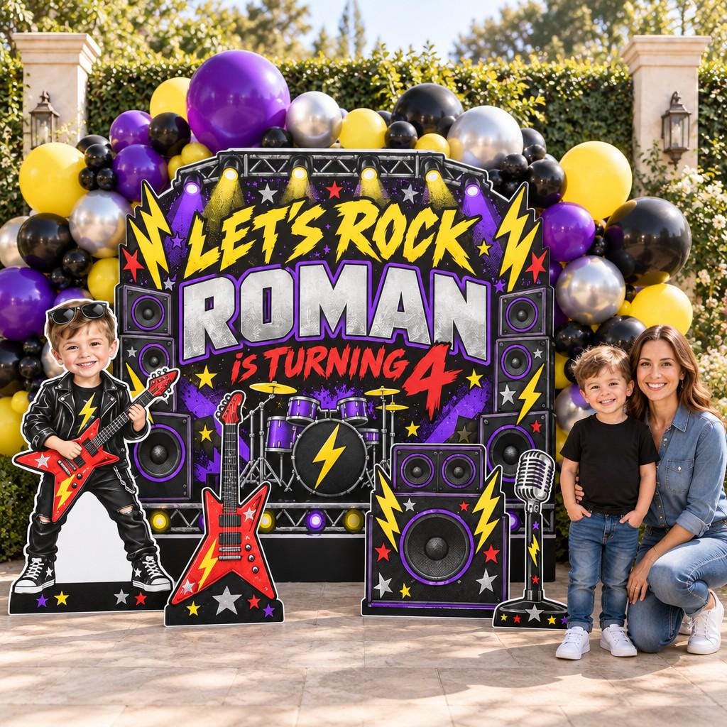 Purple Lightning Rock Star Backdrop Set