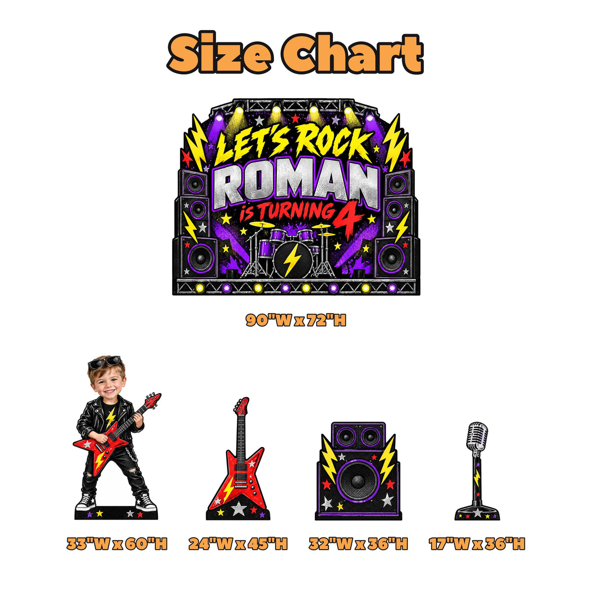 Purple Lightning Rock Star Backdrop Set