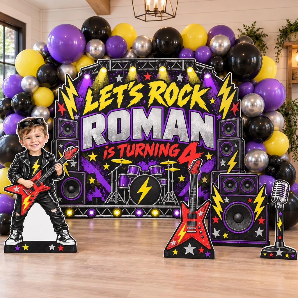 Purple Lightning Rock Star Backdrop Set