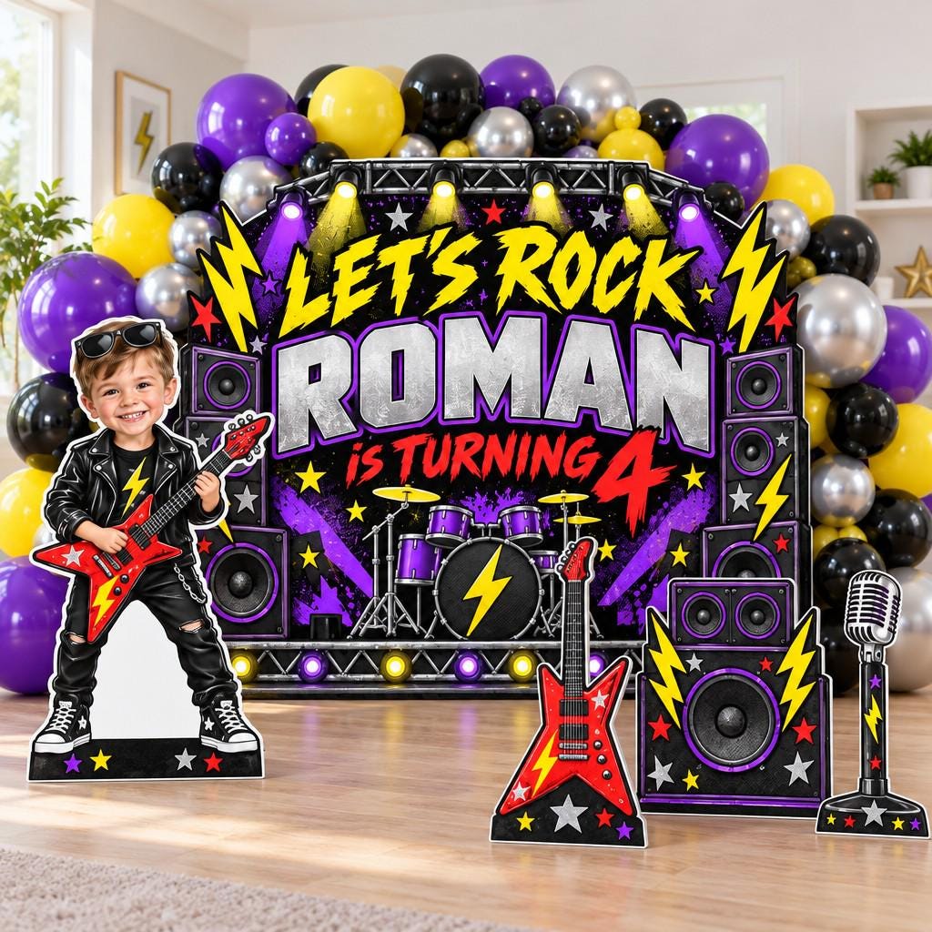 Purple Lightning Rock Star Backdrop Set