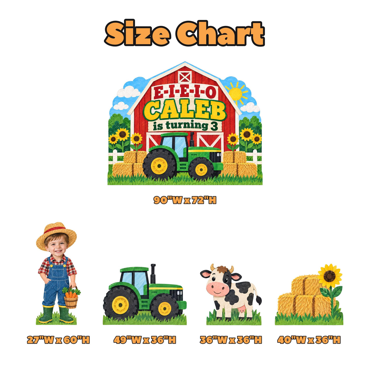 Red Barn Tractor Farm Birthday Backdrop Set