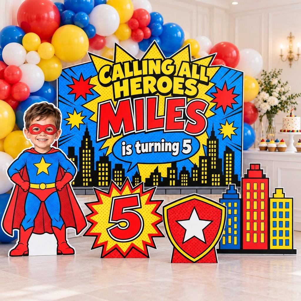 Comic City Little Hero Backdrop Set