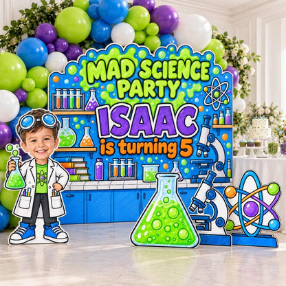 Lime Green Mad Science Lab Backdrop Set
