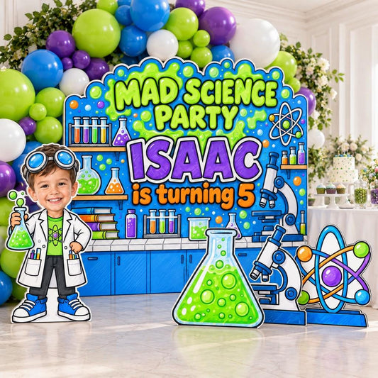 Lime Green Mad Science Lab Backdrop Set