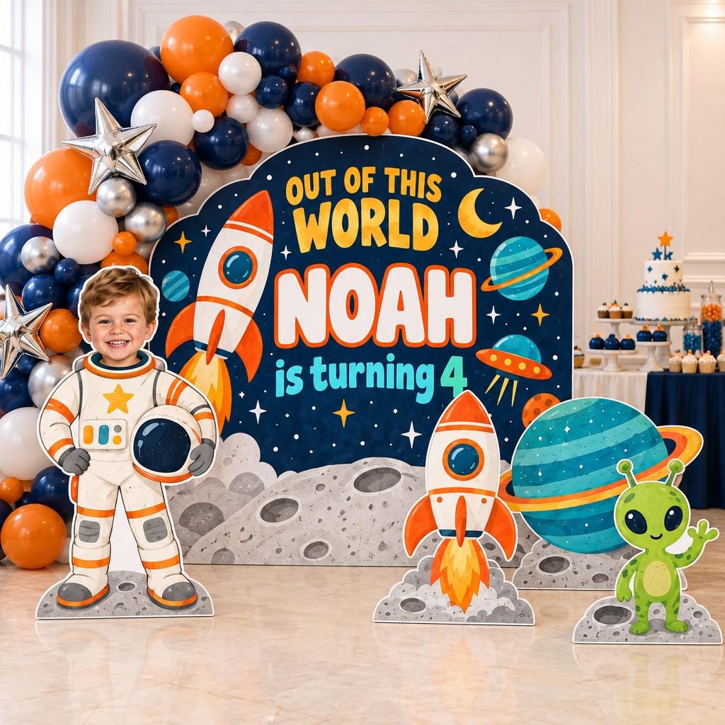 Retro Out of This World Space Backdrop Set