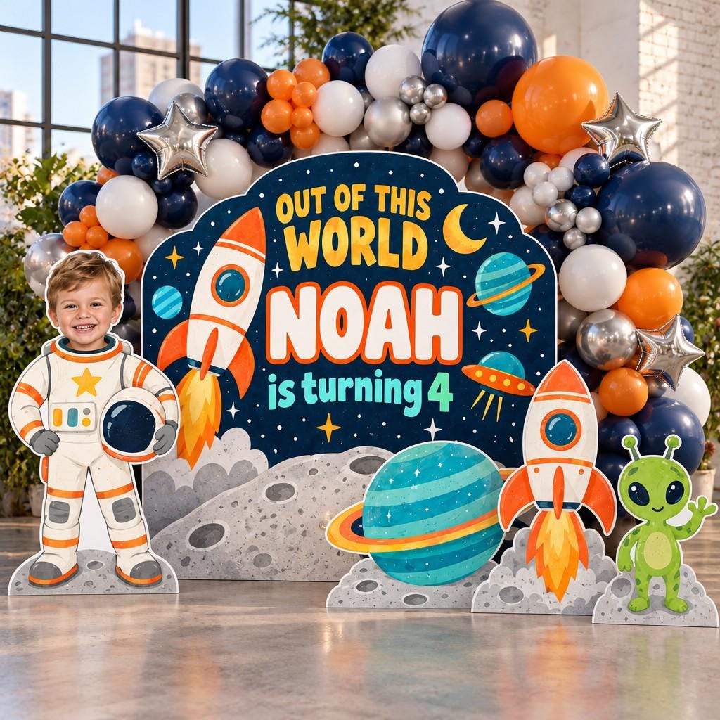Retro Out of This World Space Backdrop Set
