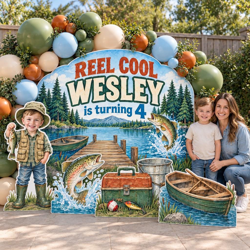 Reel Cool Lakeside Fishing Backdrop Set