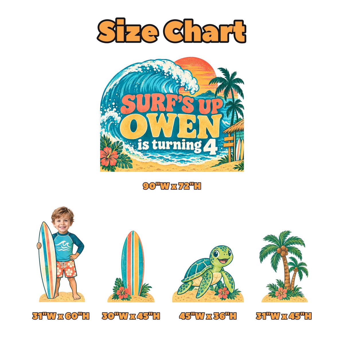 Retro Wave Surf's Up Birthday Backdrop Set