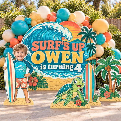 Retro Wave Surf's Up Birthday Backdrop Set