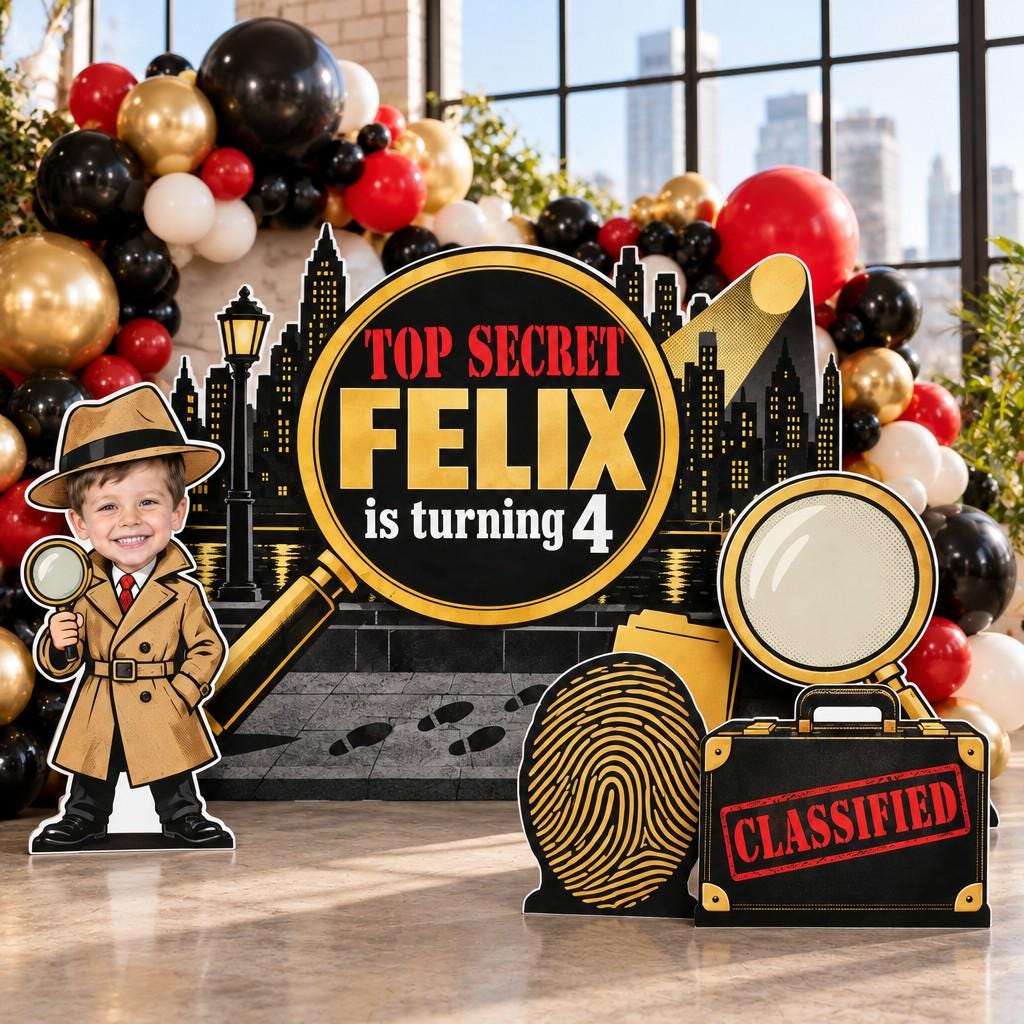 Black Gold Top Secret Spy Backdrop Set