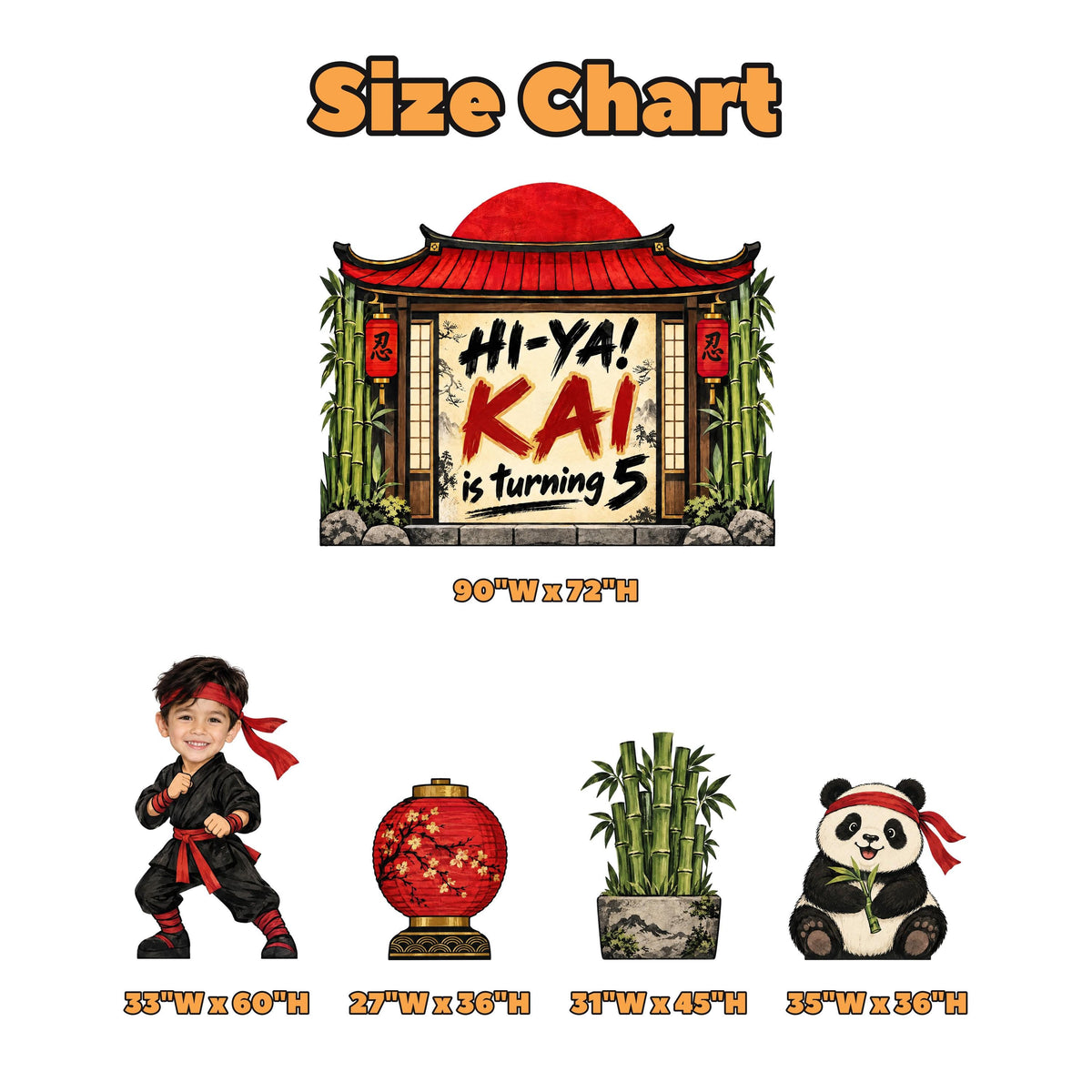 Red Pagoda Ninja Dojo Backdrop Set