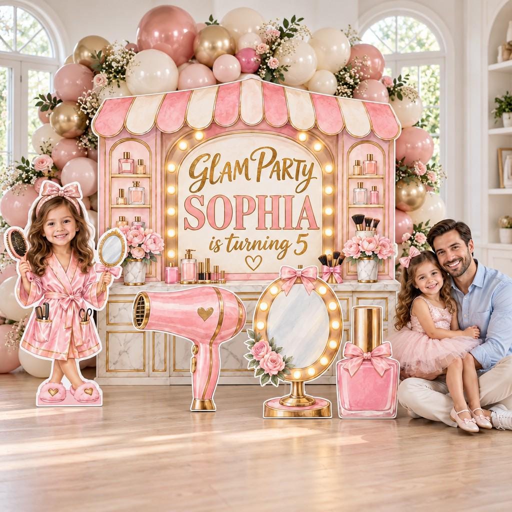 Blush Gold Beauty Salon Glam Backdrop Set