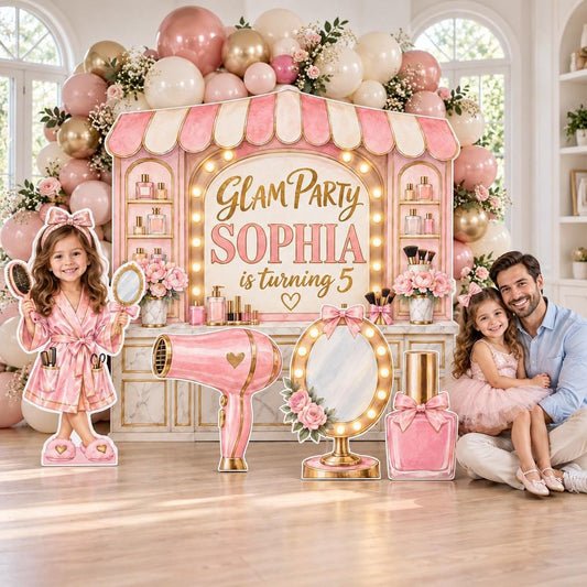 Blush Gold Beauty Salon Glam Backdrop Set