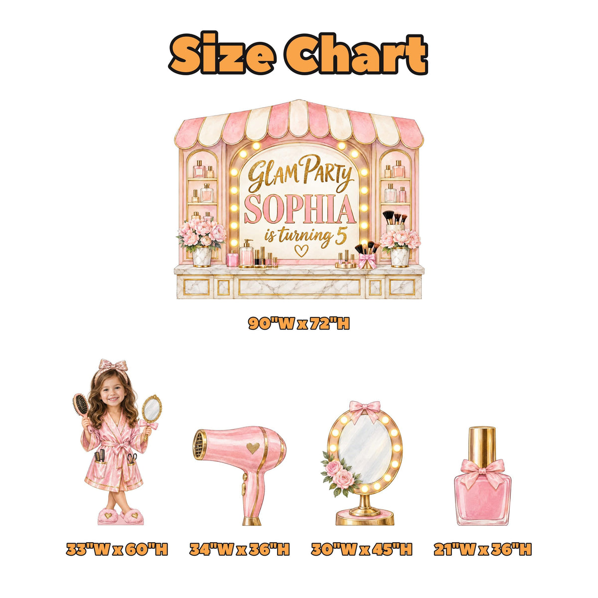 Blush Gold Beauty Salon Glam Backdrop Set