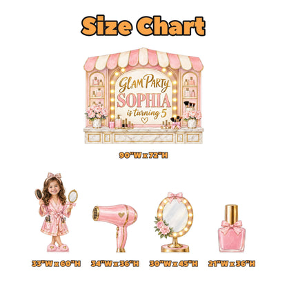 Blush Gold Beauty Salon Glam Backdrop Set