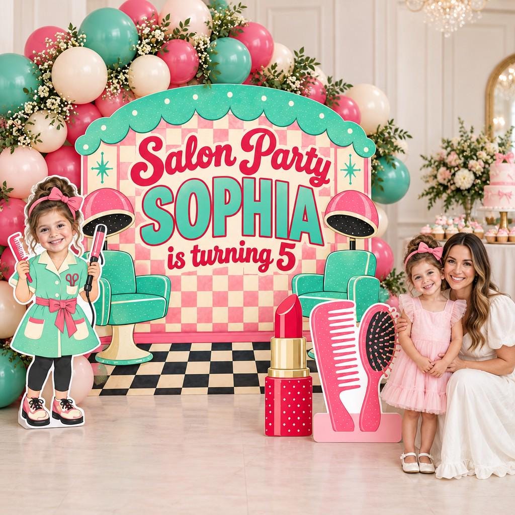 Blush Gold Beauty Salon Glam Backdrop Set