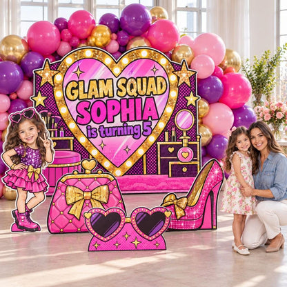 Blush Gold Beauty Salon Glam Backdrop Set