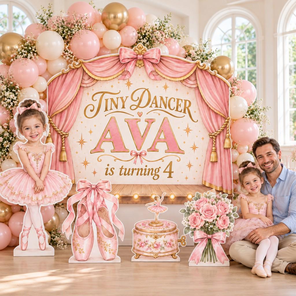 Blush Pink Tiny Dancer Ballerina Backdrop Set