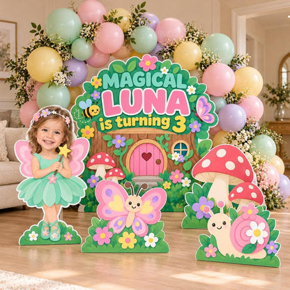 Mushroom House Fairy Garden Backdrop Set