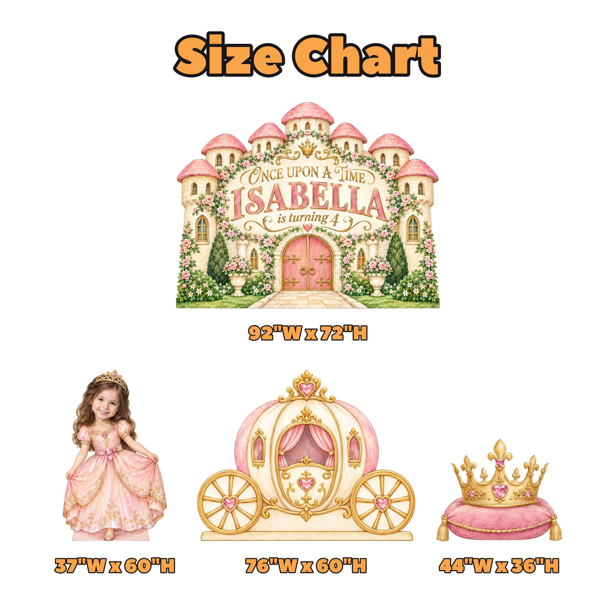 Blush Rose Castle Golden Carriage Backdrop