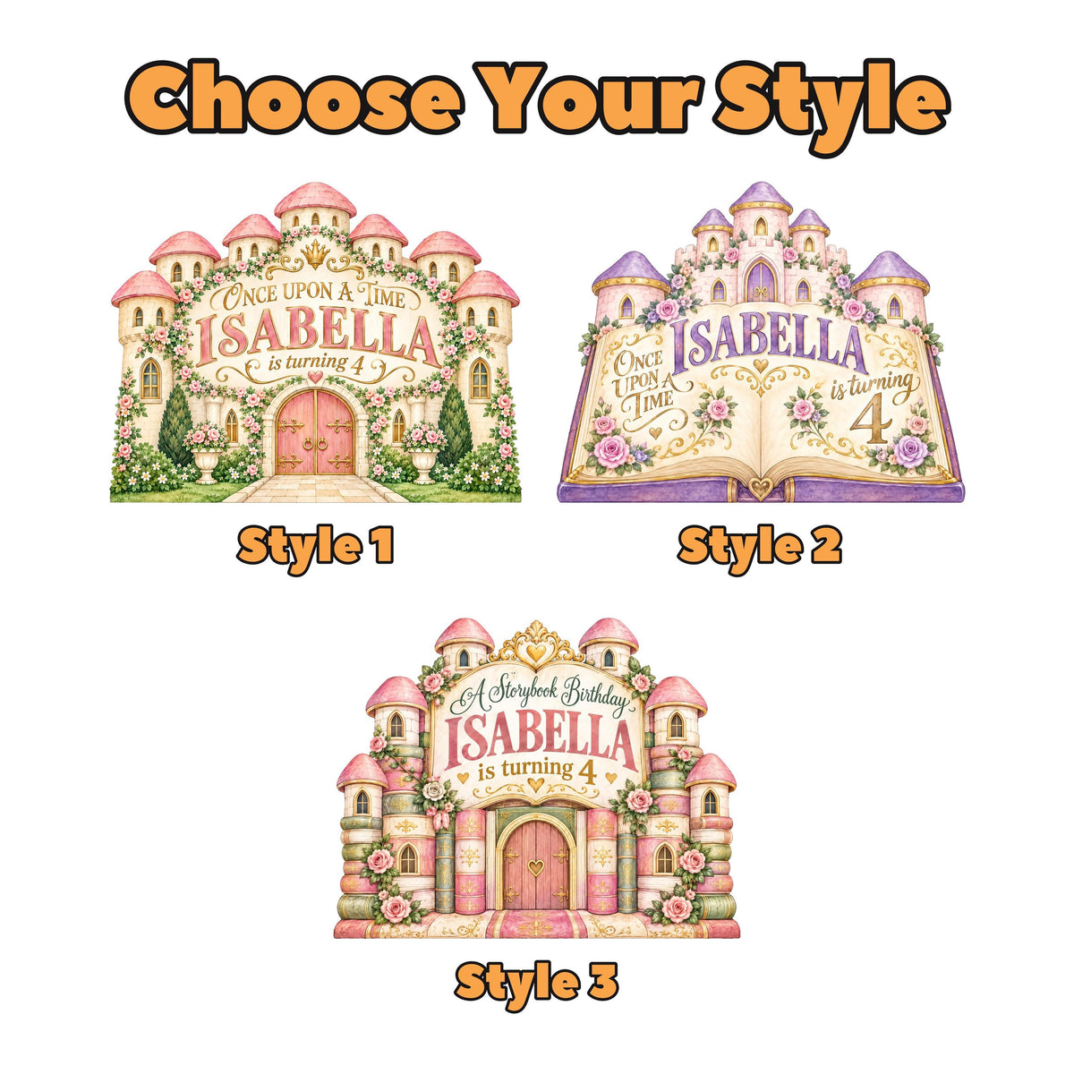 Blush Rose Castle Golden Carriage Backdrop