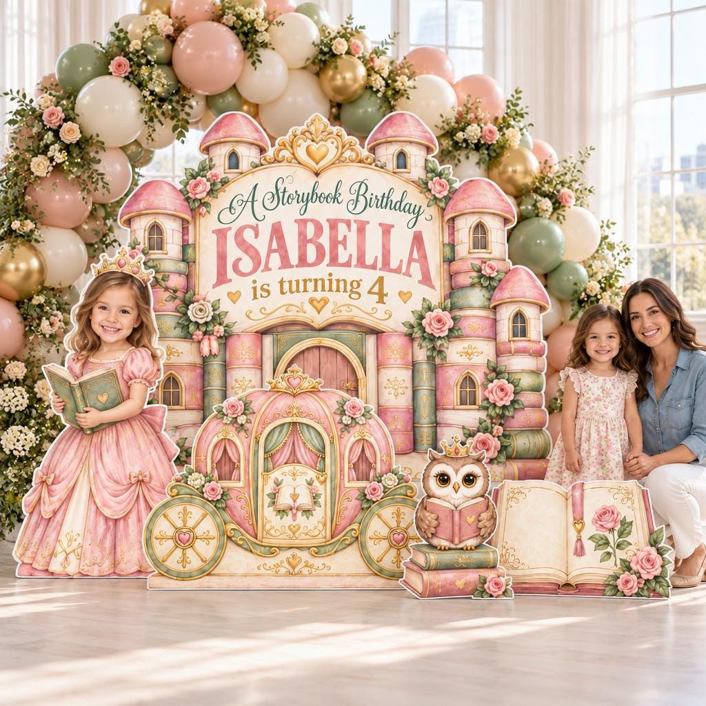 Blush Rose Castle Golden Carriage Backdrop