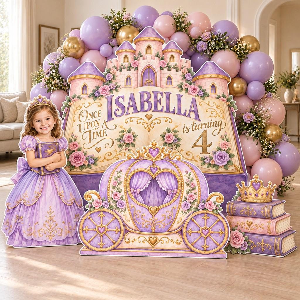 Blush Rose Castle Golden Carriage Backdrop