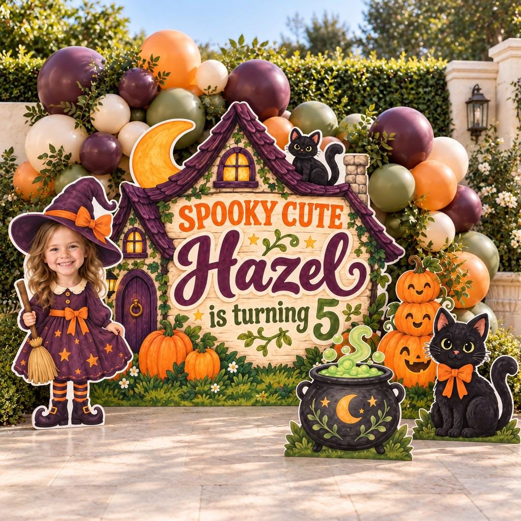 Storybook Witch Cottage Birthday Backdrop