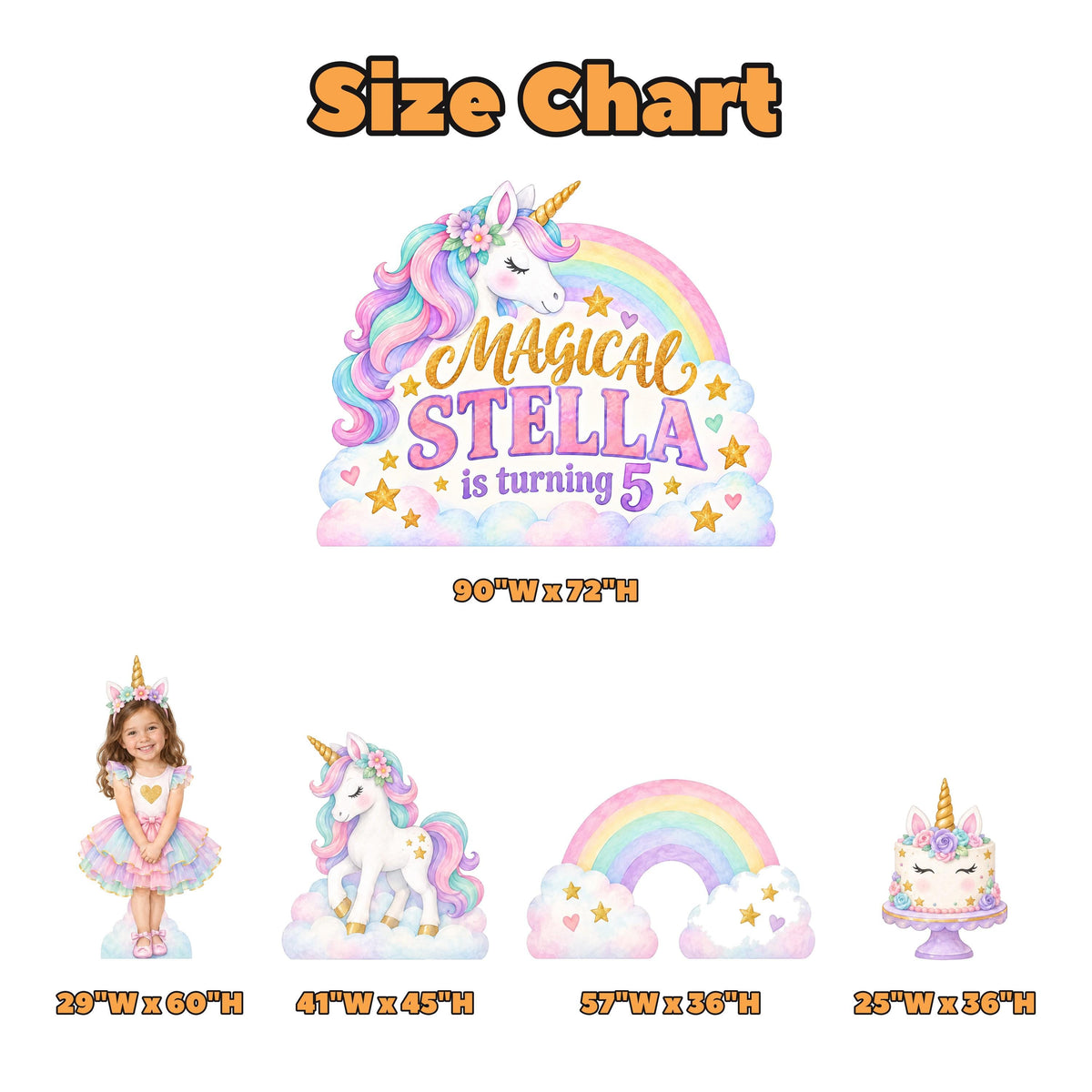 Pastel Rainbow Cloud Unicorn Photo Wall Set