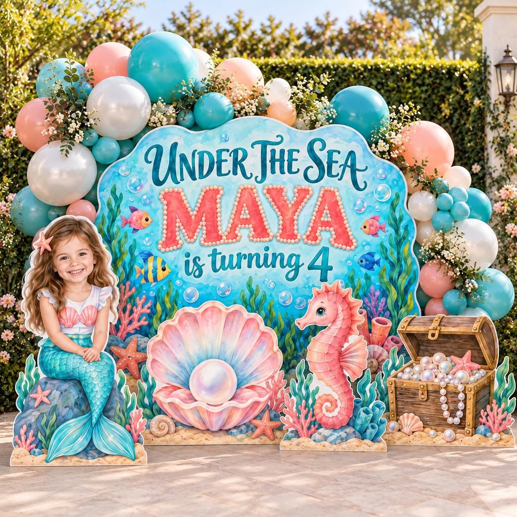 Watercolor Coral Reef Mermaid Photo Set