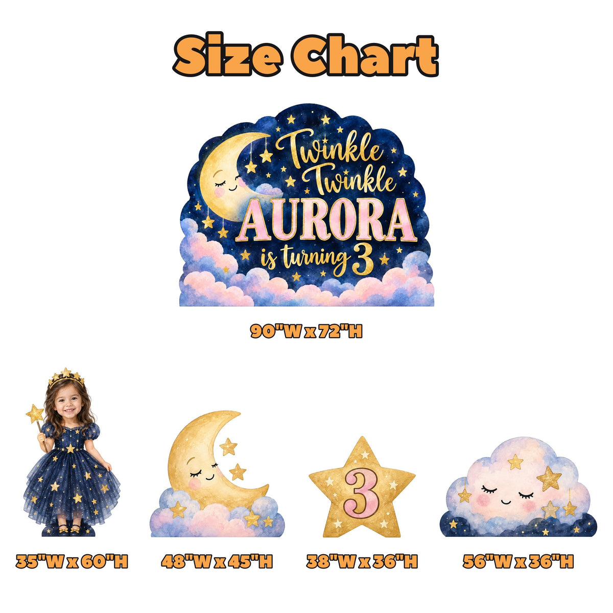 Navy Twinkle Star Moon Backdrop Set