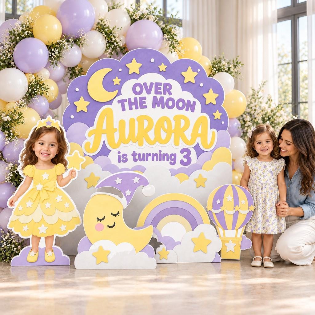 Navy Twinkle Star Moon Backdrop Set