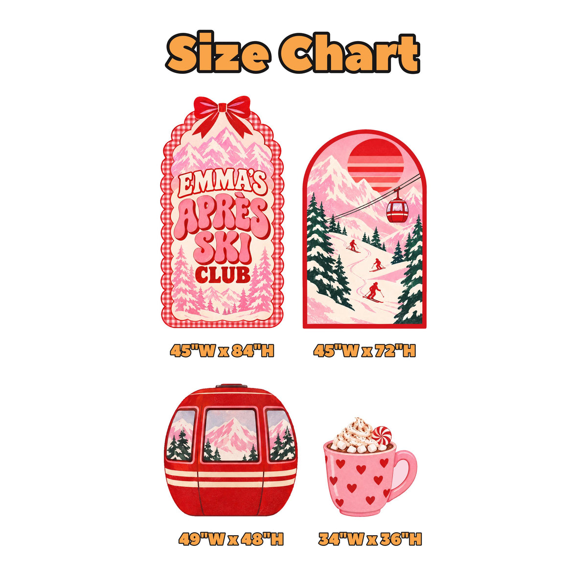 Pink Gingham Apres Ski Club Backdrop Set