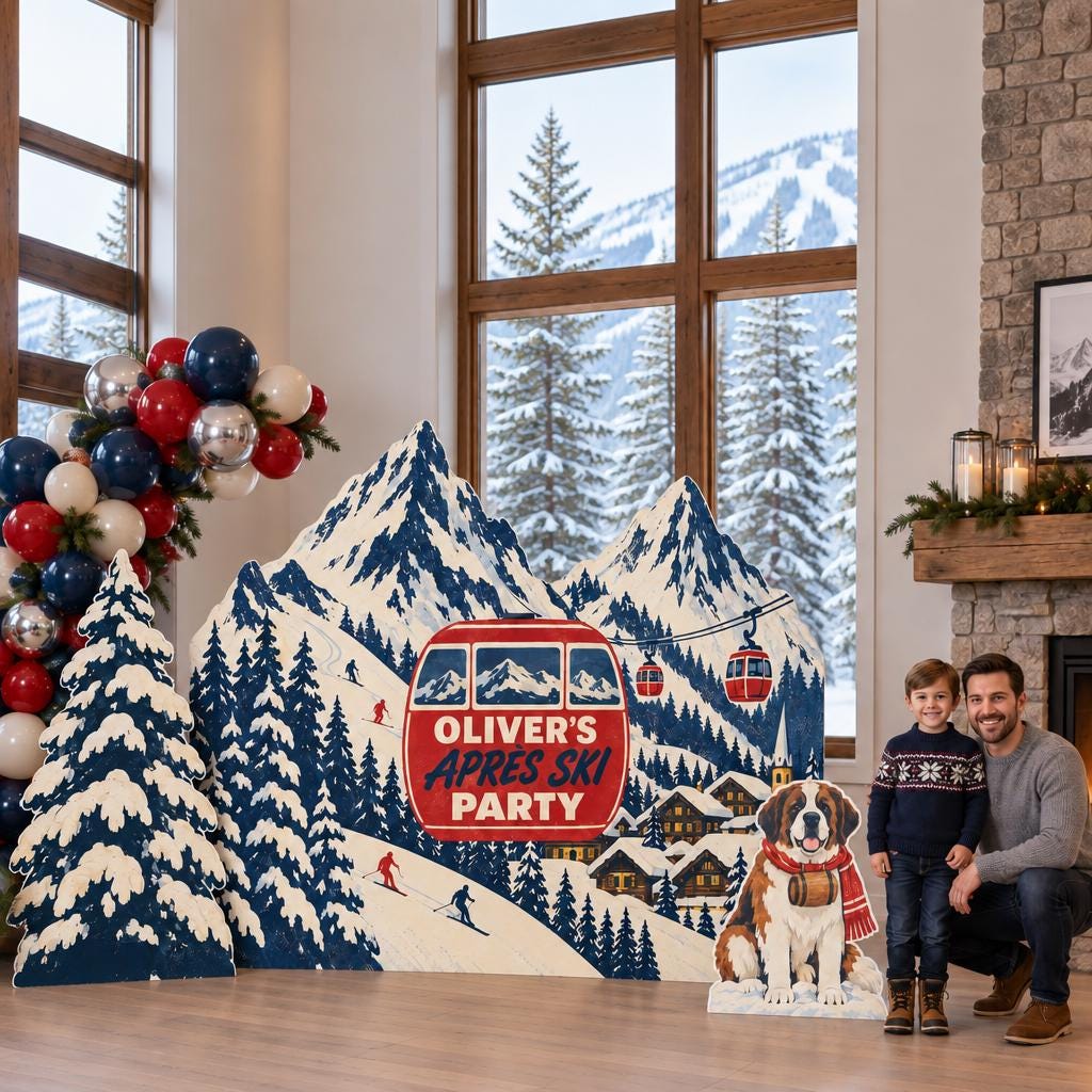 Vintage Alpine Apres Ski Backdrop Set