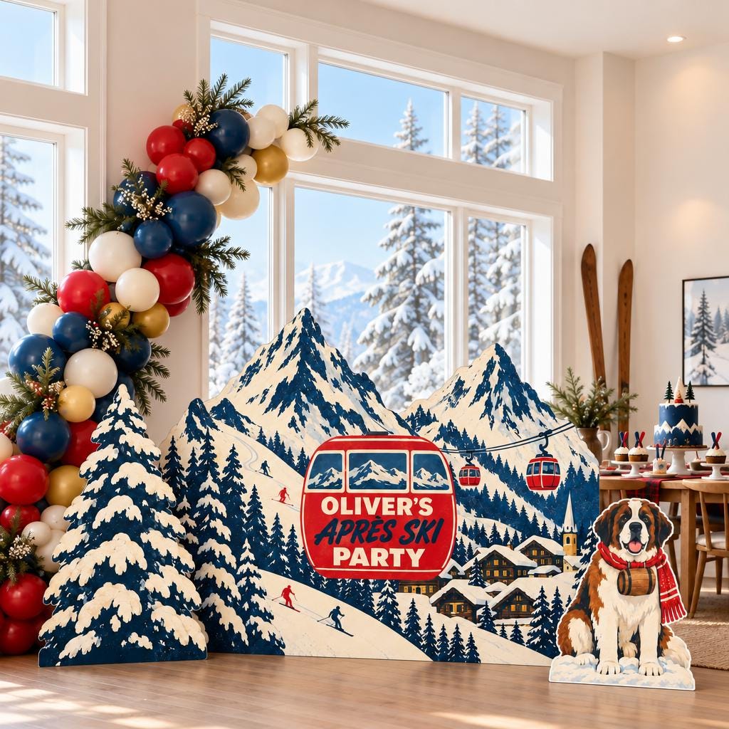 Vintage Alpine Apres Ski Backdrop Set