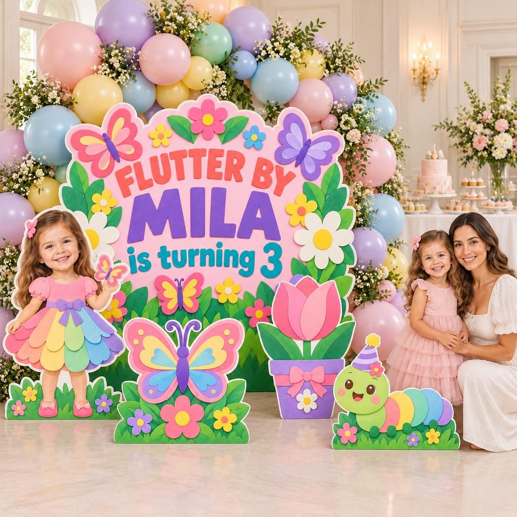 Greenhouse Butterfly Garden Backdrop Set