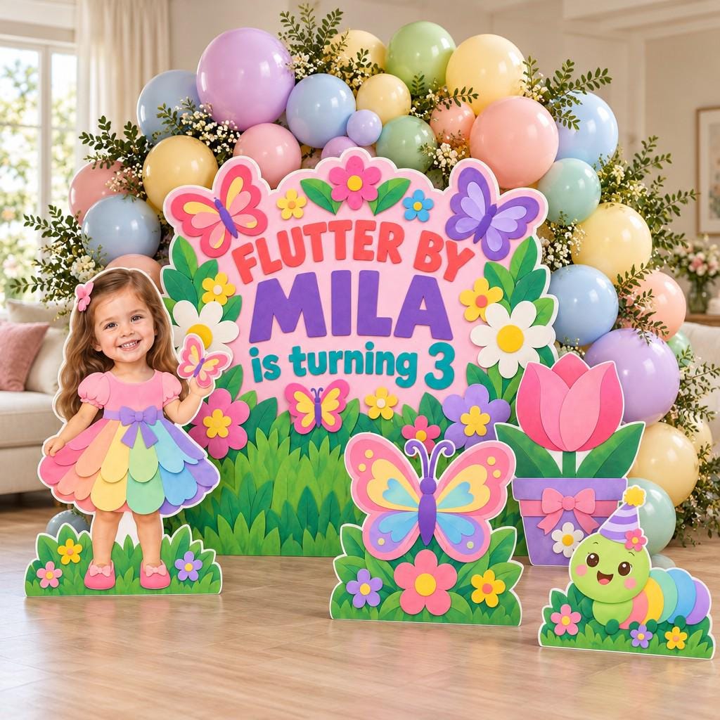 Greenhouse Butterfly Garden Backdrop Set
