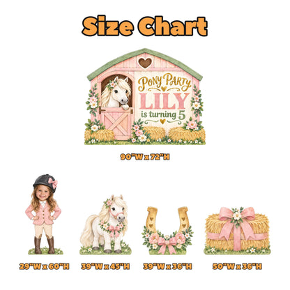 Pink Stable Pony Party Backdrop Set