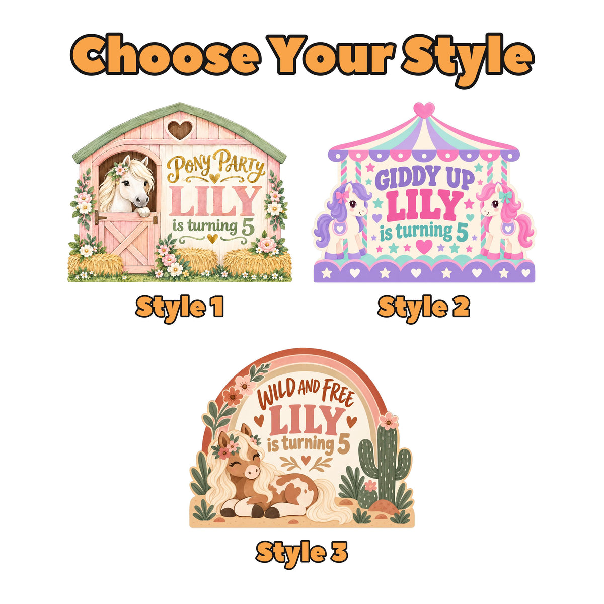 Pink Stable Pony Party Backdrop Set